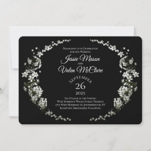 Invitation Fleurs noires et blanches Mariage gothique