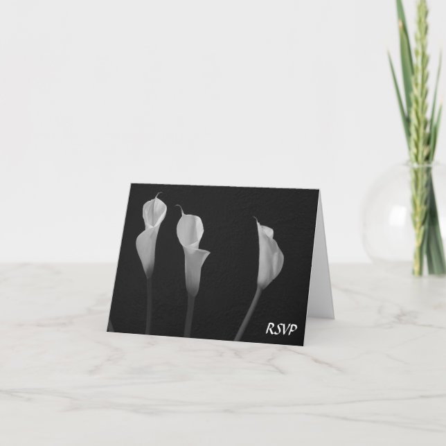 Invitation Fleurs noires et blanches RSVP (Devant)