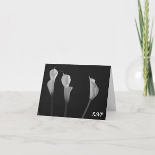 Invitation Fleurs noires et blanches RSVP
