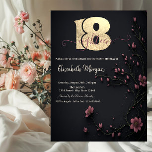 Invitation Fleurs noires gothique 18e anniversaire