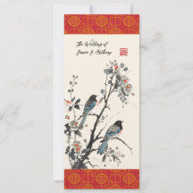 Fleurs oiseaux orientaux mariage chinois moderne