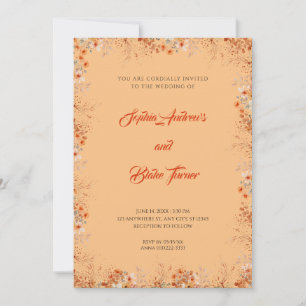 Invitation Fleurs orange délicates Joli Mariage orange