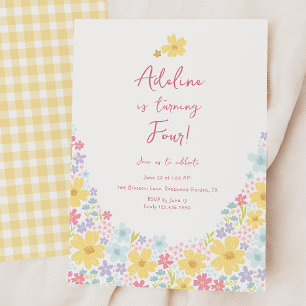 Invitation Fleurs pastel de fleurs sauvages Anniversaire Enfa