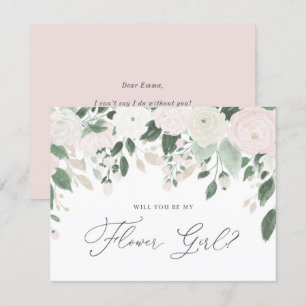 Invitation Fleurs pastel pailletées Seras-tu ma demoiselle d'