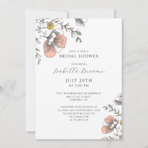 Invitation Fleurs Peintes  Baby Shower de Mariage