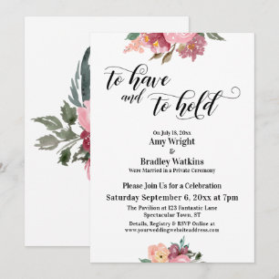 Invitation Fleurs Peintes en Rose À Avoir et à Tenir Script