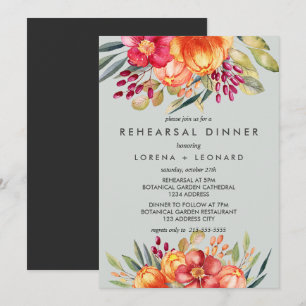 Invitation Fleurs peintes Moderne RÉPÉTITION DÎNER Mariage