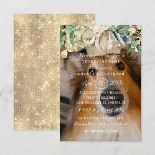 Invitation Fleurs photo Nouveau chien animal de compagnie Bru