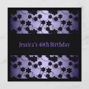 Invitation Fleurs pourpres et noires 40e anniversaire