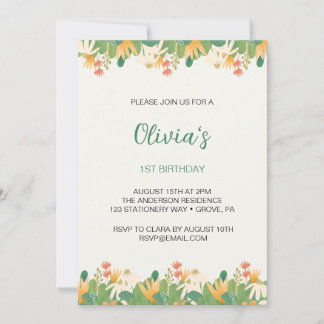 Invitation Fleurs premier anniversaire