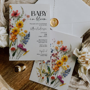 Invitation Fleurs Pressées Fête Baby Boho Fleurs Sauvages