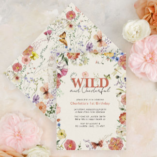 Invitation Fleurs Pressées Wild & Onederful 1er anniversaire