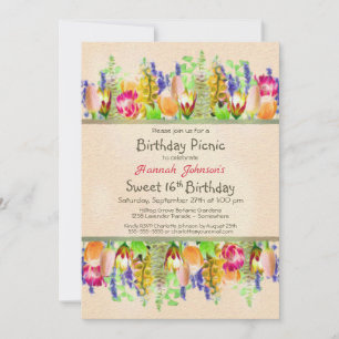 Invitation Fleurs printanières Douce 16 Anniversaire Pique-ni