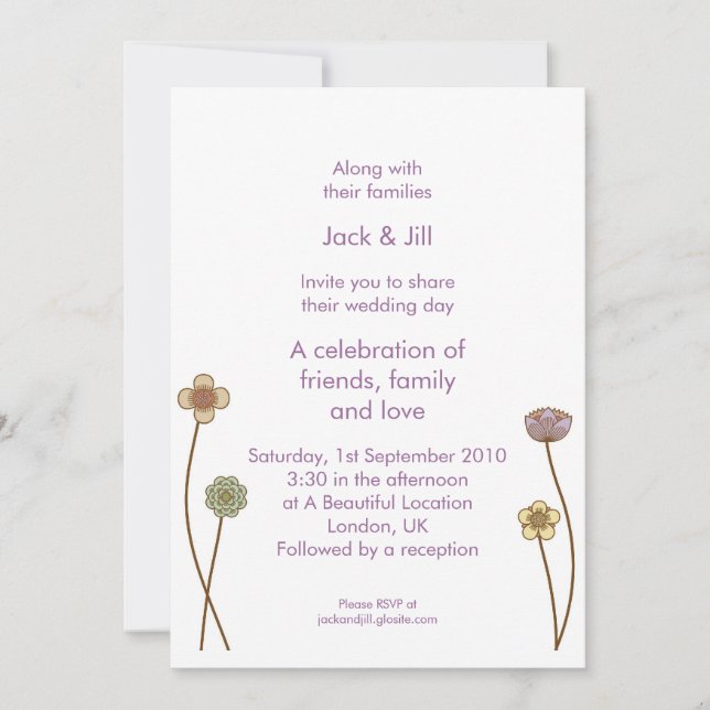 Invitation Fleurs regardant (blanc) 5x7 (Devant)