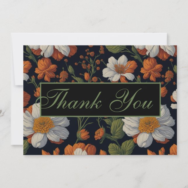 Invitation Fleurs rétro élégantes et élégantes de couleur ora (Devant)