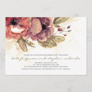 Invitation Fleurs romantiques Parti d'engagement Vintage