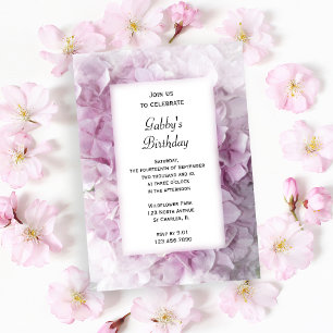 Invitation Fleurs rose Hydrangea fête d'anniversaire