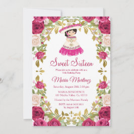 Invitation Fleurs rose mexicaine Douce 16 Anniversaire  