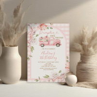 Fleurs rose pâle Chute En vichy Tracteur Anniversa