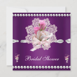 Invitation Fleurs Rose Pourpre Mariage Baby Shower