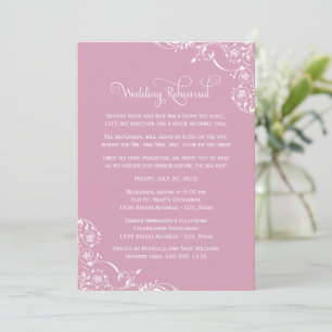 Invitation Fleurs rose poussiéreux Mariage Répétition