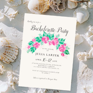 Invitation Fleurs Rose Vert Rose Jardin Enterrement de Vie de