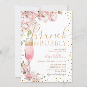 Invitation Fleurs rose vif Brunch & Fête des mariées mousseus