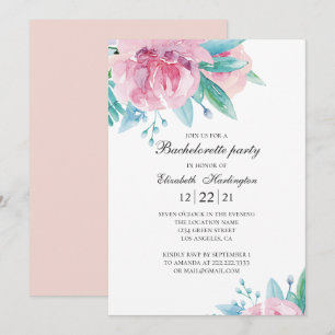 Invitation Fleurs roses aquarelles. Fête de bachelorette flor