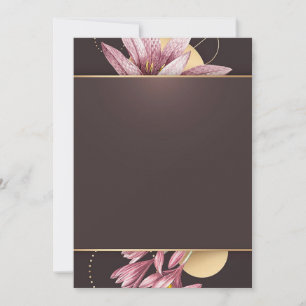 Invitation Fleurs roses avec bannière marron