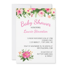 Fleurs roses chaudes et vertes Baby shower floral