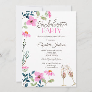 Invitation Fleurs roses de jardin Enterrement de vie de jeun