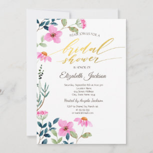 Invitation Fleurs Roses de Jardin Shower de Mariée