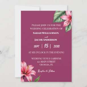 Invitation Fleurs roses de rougissement rouge