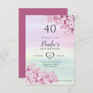 Invitation Fleurs roses délicates Anniversaire