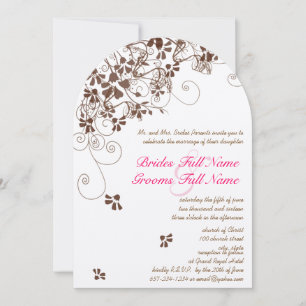 Invitation Fleurs roses et Brown tournois de mariage Invitati