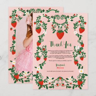 Invitation Fleurs roses et rouges de vignes fraise mignon mer