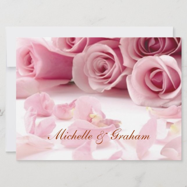 Invitation Fleurs roses mariages Populaire Élégante Invitatio (Devant)