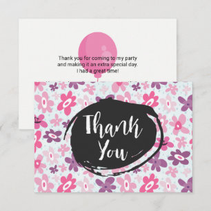 Invitation Fleurs roses mignonette Fête Motif Whimsical Merci
