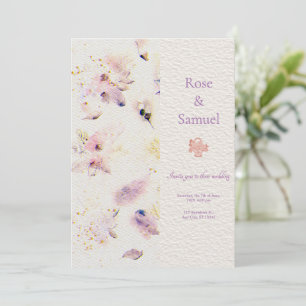 Invitation Fleurs roses Papier élégant Mariage texturé I