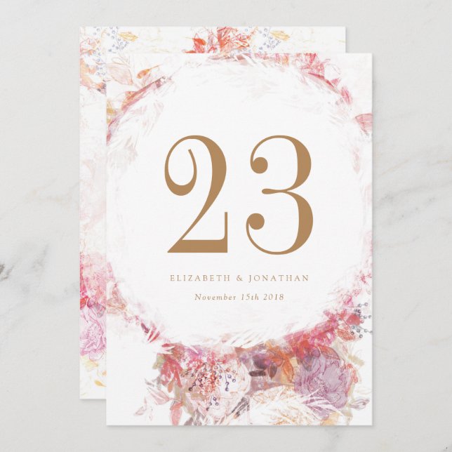 Invitation Fleurs roses romantiques de printemps Numéro de ta (Devant / Derrière)