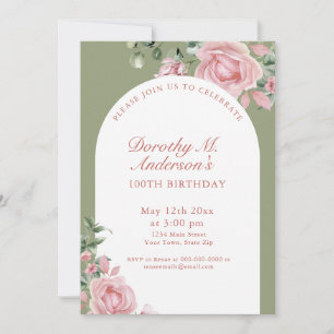 Invitation Fleurs Roses Roses Élégantes Fête d'anniversaire 1