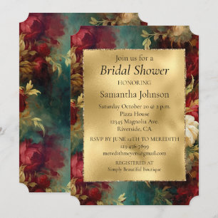 Invitation Fleurs rouges blanches vertes