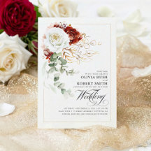 Fleurs rouges et blanches bordeaux Mariage élégant