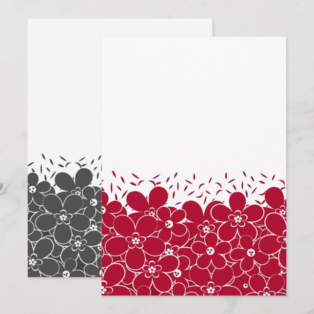 Invitation Fleurs rouges marguerites sur arrière - plan blanc (Devant / Derrière)