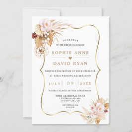 Invitation Fleurs Rouges Pampas Grass Tout en un Mariage