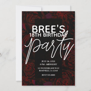 Invitation Fleurs rouges romantiques Jardin sombre Glam Anniv