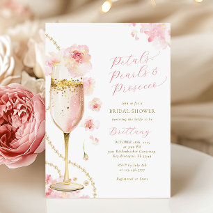 Invitation Fleurs Rougissantes, Perles & Prosecco Enterrement