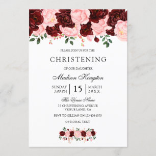 Invitation Fleurs rousses rousses de Bourgogne Christening In