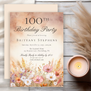 Invitation Fleurs sauvages à l'aquarelle élégantes 100e anni
