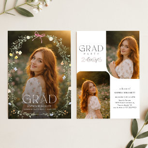 Invitation Fleurs sauvages aquarelle floral noeud papillon ph